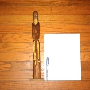 Rare Vintage Hand Carved Wood 15" Monk. Looking for a peaceful home.